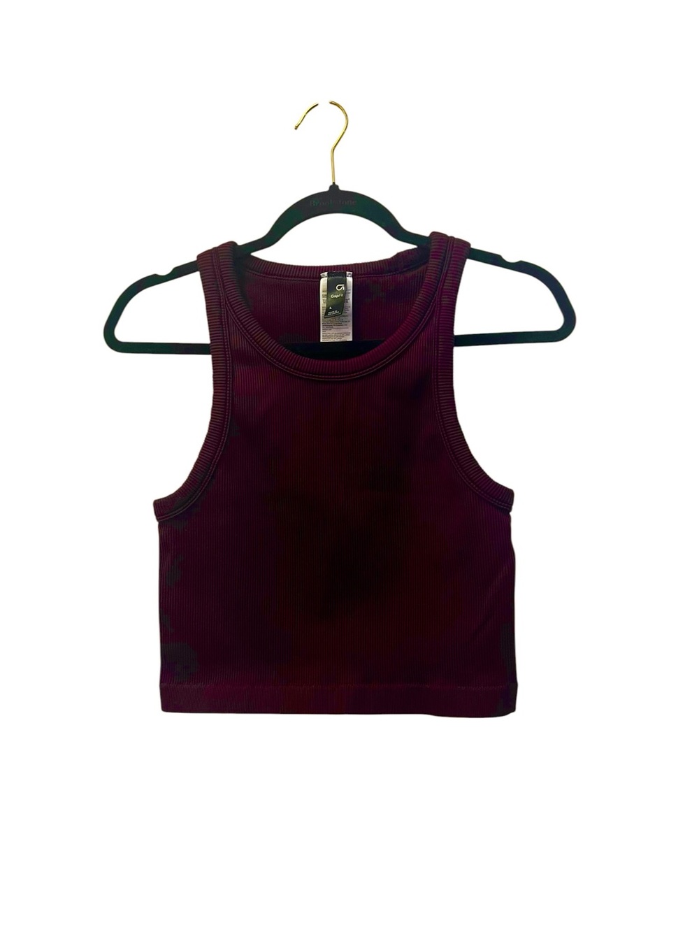 GAPFit Ribbed Cropped Tank Top - Deep Burgundy